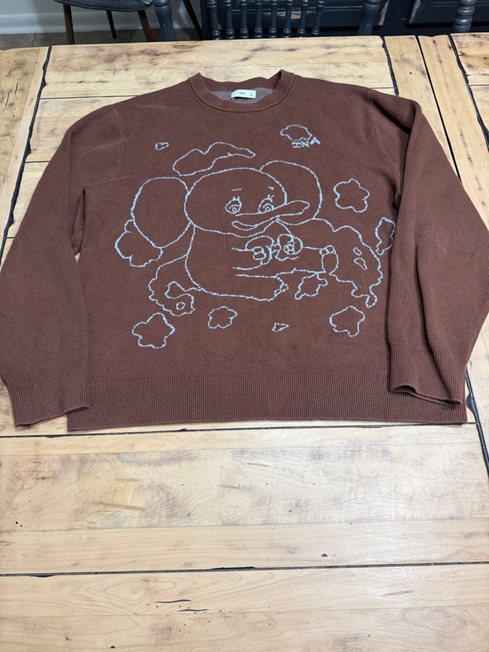Aritzia TNA Brown Elephant Graphic Crewneck Sweater Women’s Knit Pullover S - Picture 2 of 7